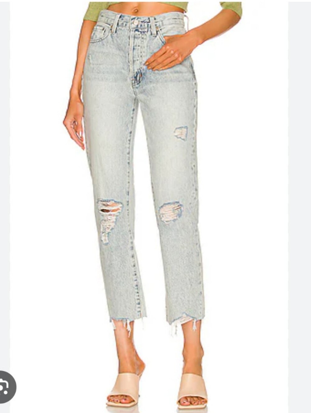 Pistola Women's Jeans Charlie High Rise Straight Light Wash Size 27 Distressed
